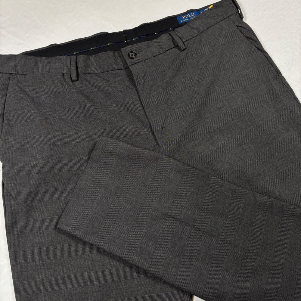 Polo Ralph Lauren Pants Mens 40x32 Grey Glen Plaid Stretch Straight Fit Trousers
